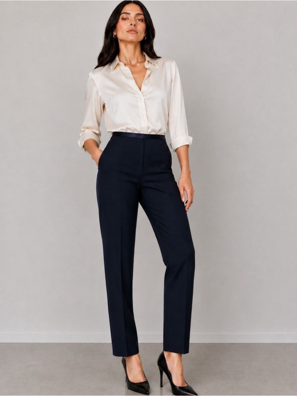 Emporio‎ Armani Womens Black Tailored Dress Pants Trousers 0NP03T size 4 (EU 40)